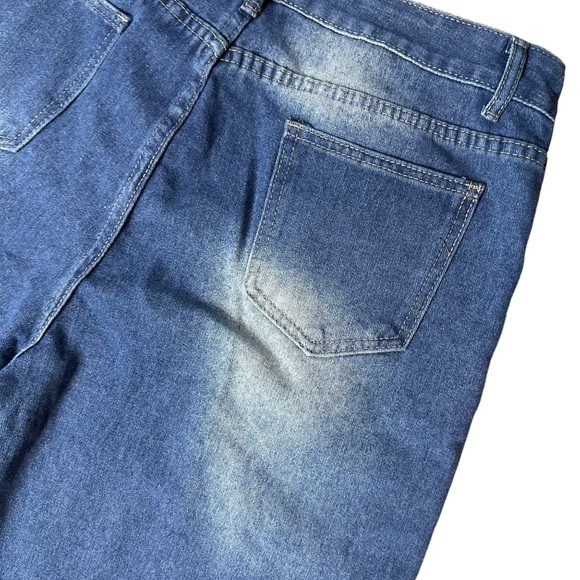 Womens Retro Jeans Size 2XL Blue High Rise Straight Leg Washed Denim Stretch - Picture 10 of 14